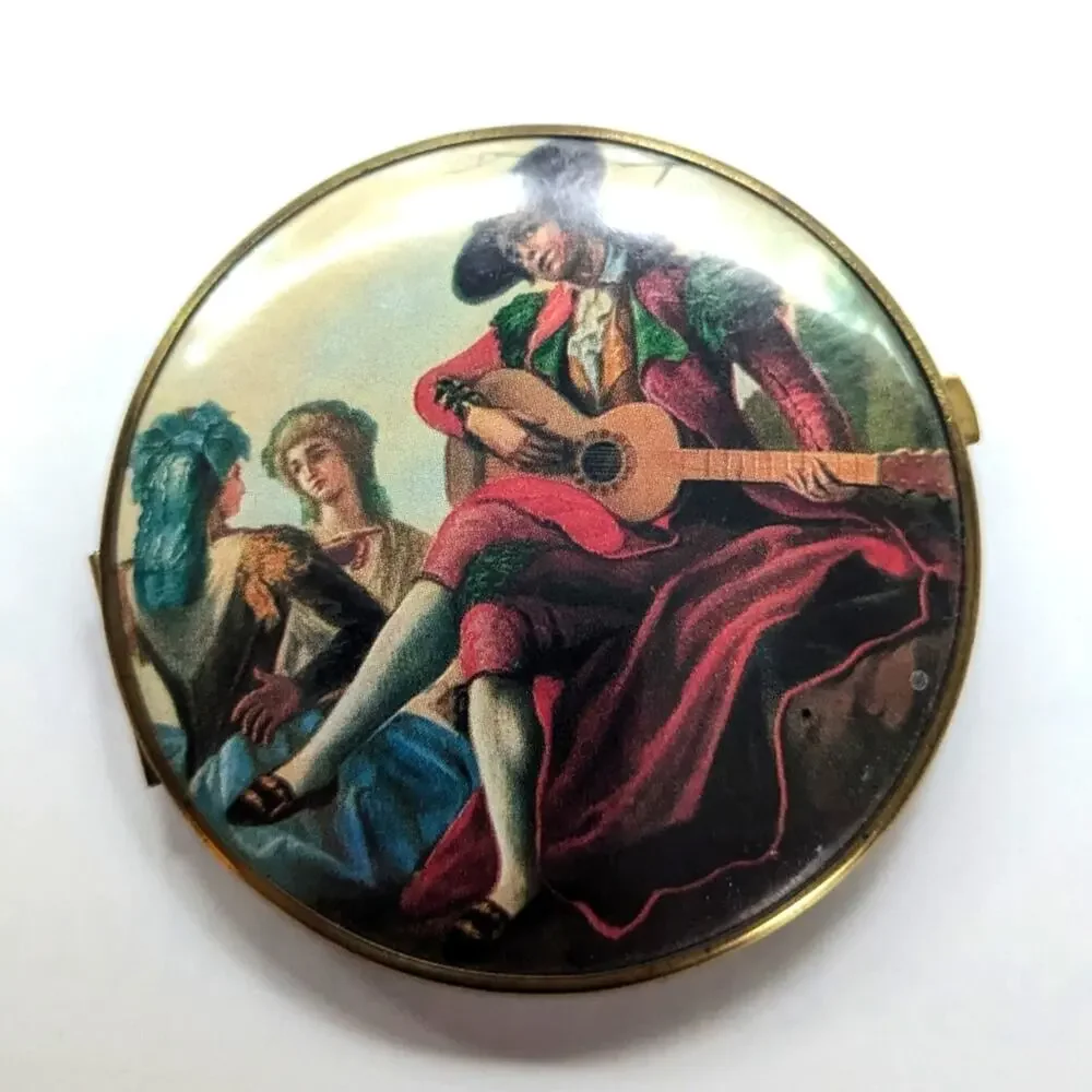 Vintage West Germany Spanish Matdor Crooner Double Sided Compact Purse Mirror